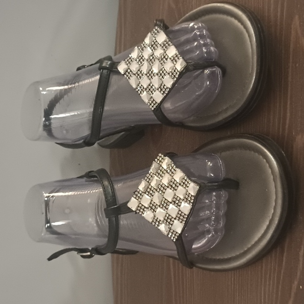 Women's Great Northwest jeweled black sandal shoes sz 8